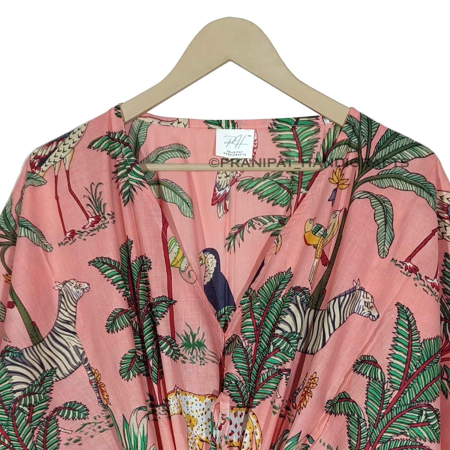 Animal Print Dress Sleepwear 100% Cotton Ethnic Maxi Beach cover up nightwear Caftan Dress