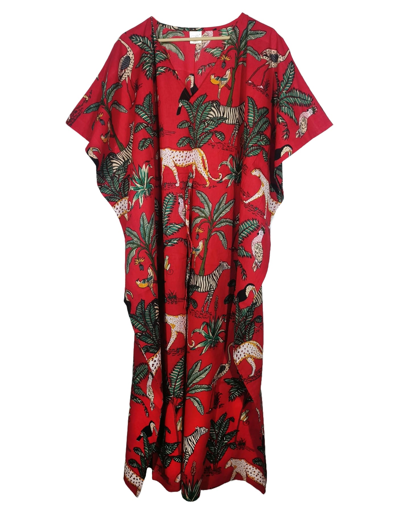 Animal Print Dress Sleepwear 100% Cotton Ethnic Maxi Beach cover up nightwear Caftan Dress
