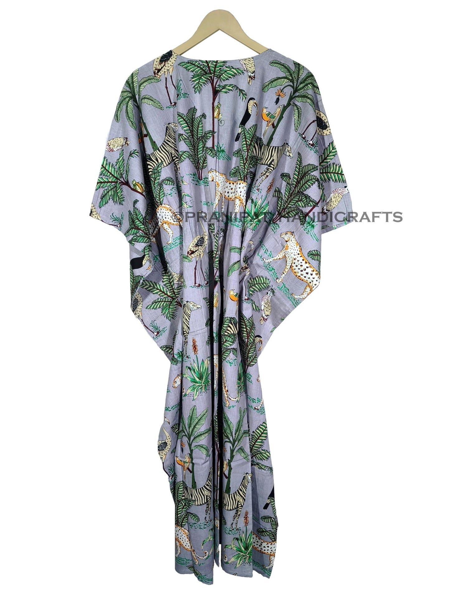 Animal Print Dress Sleepwear 100% Cotton Ethnic Maxi Beach cover up nightwear Caftan Dress