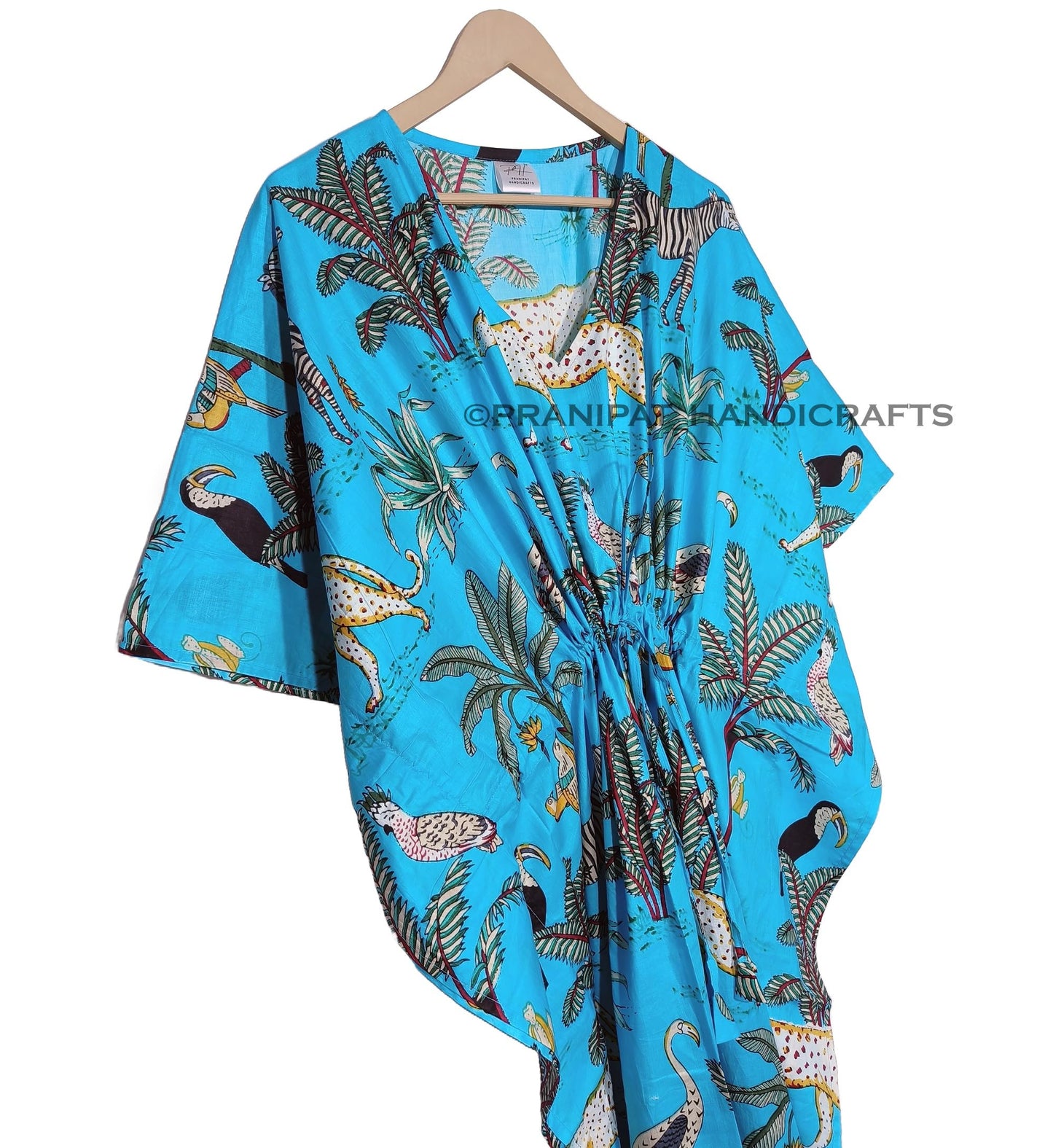 Animal Print Dress Sleepwear 100% Cotton Ethnic Maxi Beach cover up nightwear Caftan Dress