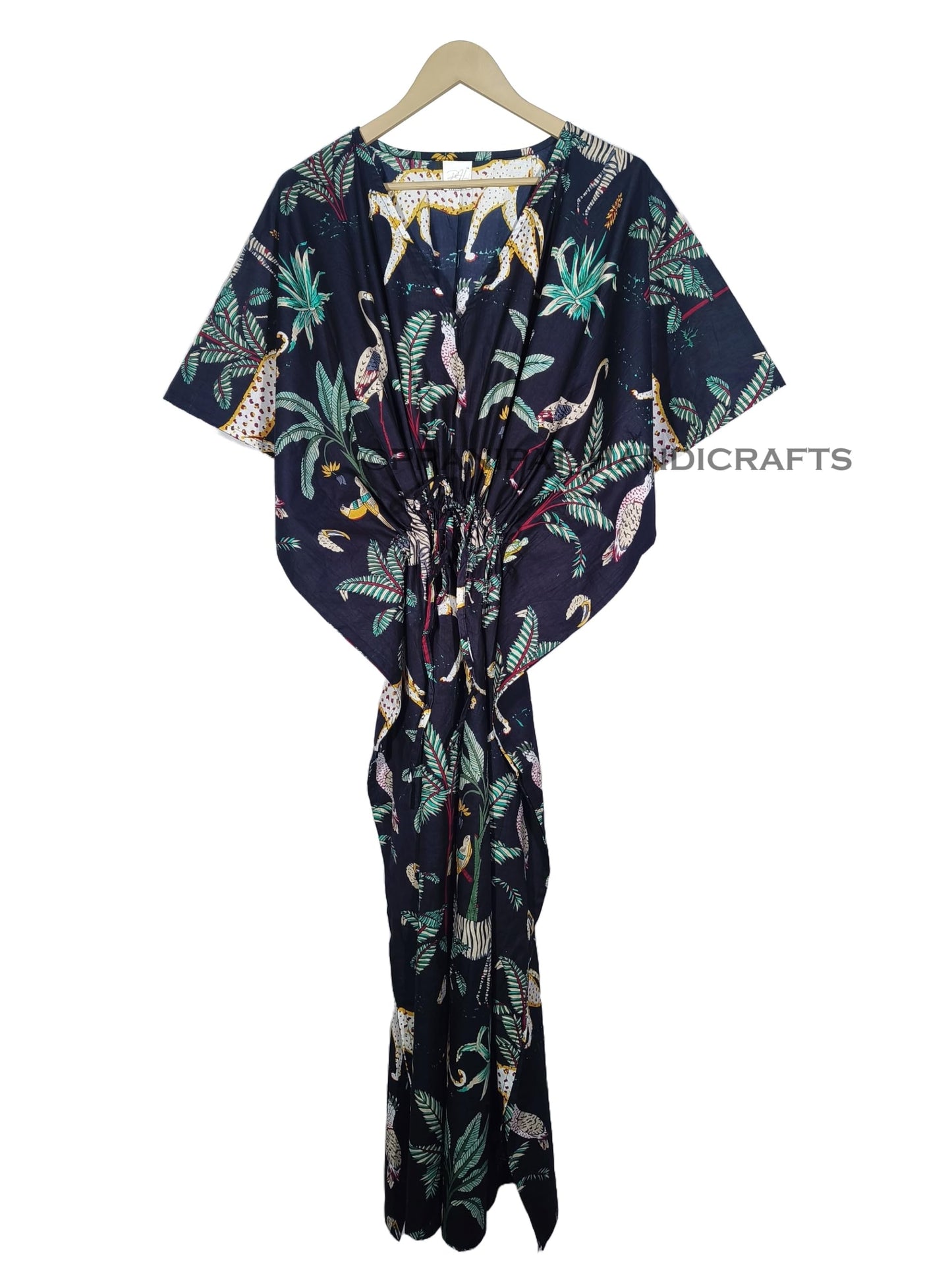 Animal Print Dress Sleepwear 100% Cotton Ethnic Maxi Beach cover up nightwear Caftan Dress