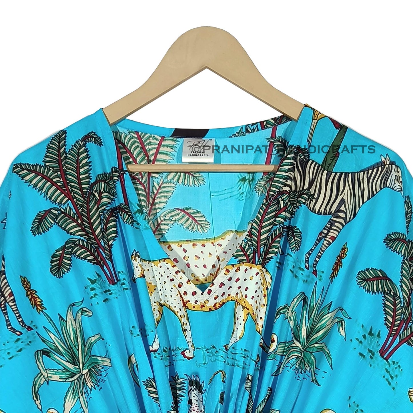Animal Print Dress Sleepwear 100% Cotton Ethnic Maxi Beach cover up nightwear Caftan Dress