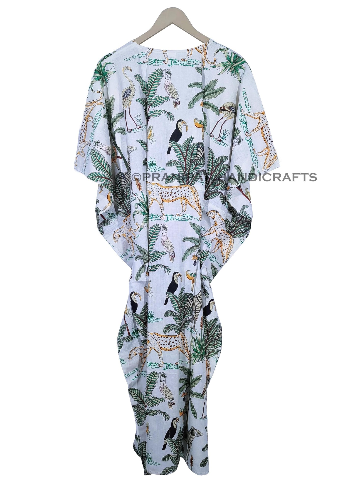 Animal Print Dress Sleepwear 100% Cotton Ethnic Maxi Beach cover up nightwear Caftan Dress