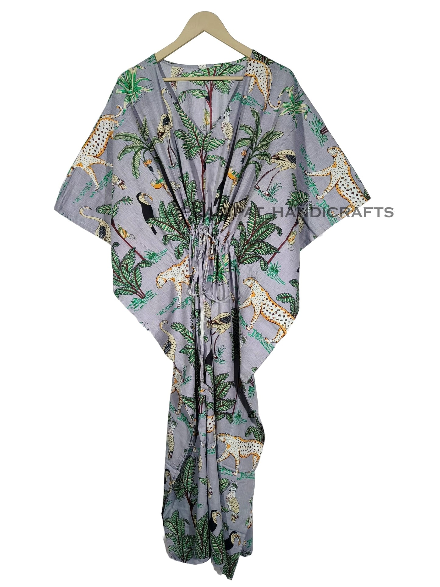 Animal Print Dress Sleepwear 100% Cotton Ethnic Maxi Beach cover up nightwear Caftan Dress
