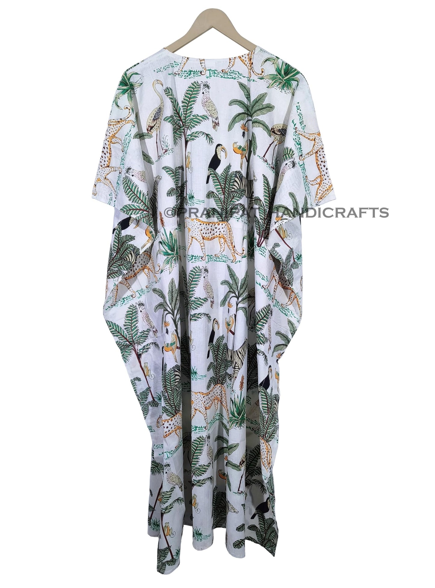 Animal Print Dress Sleepwear 100% Cotton Ethnic Maxi Beach cover up nightwear Caftan Dress