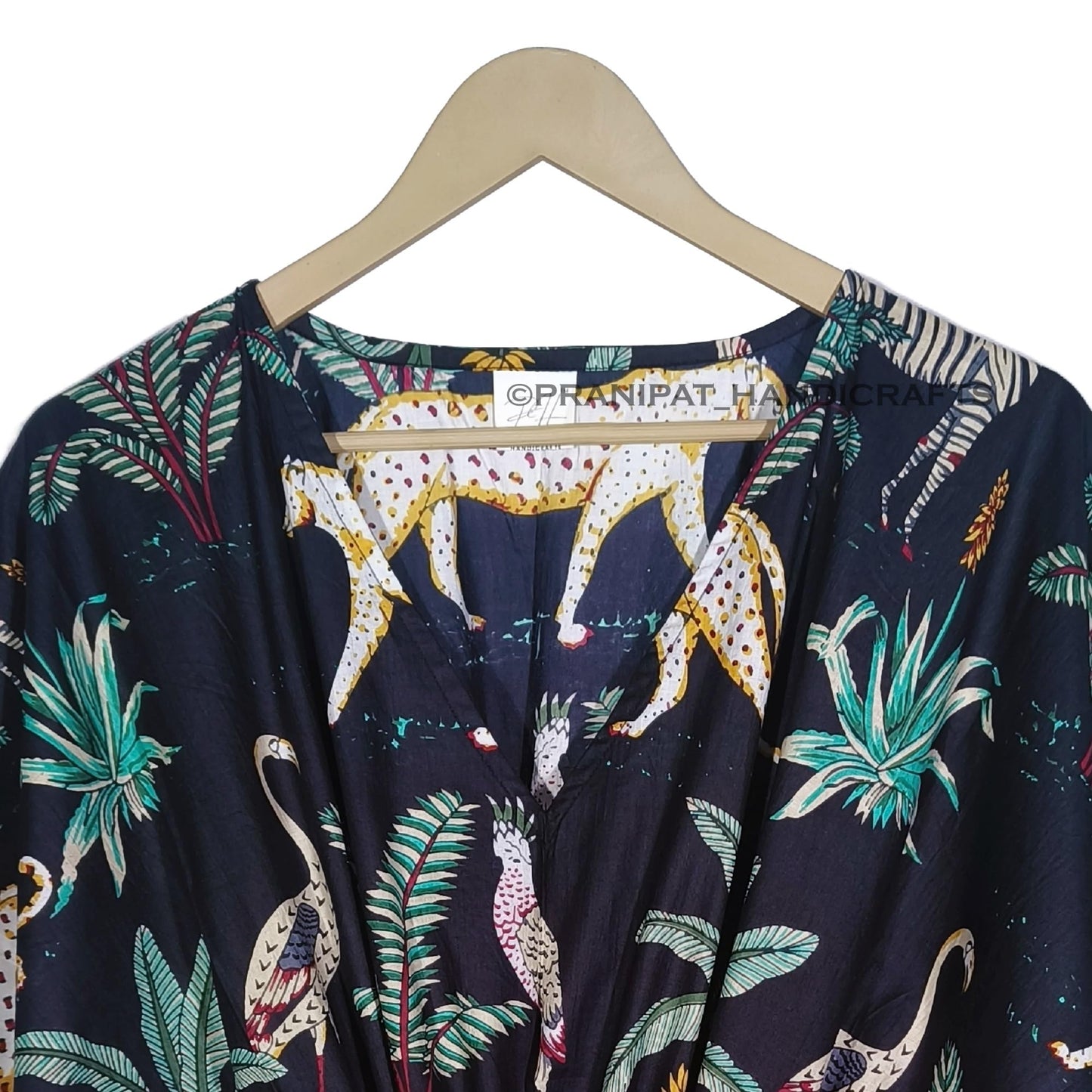 Animal Print Dress Sleepwear 100% Cotton Ethnic Maxi Beach cover up nightwear Caftan Dress