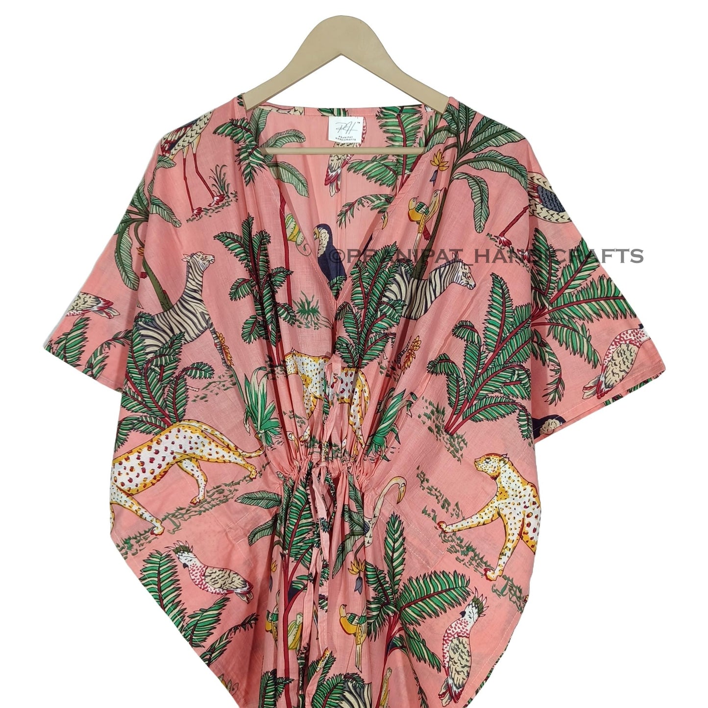 Animal Print Dress Sleepwear 100% Cotton Ethnic Maxi Beach cover up nightwear Caftan Dress