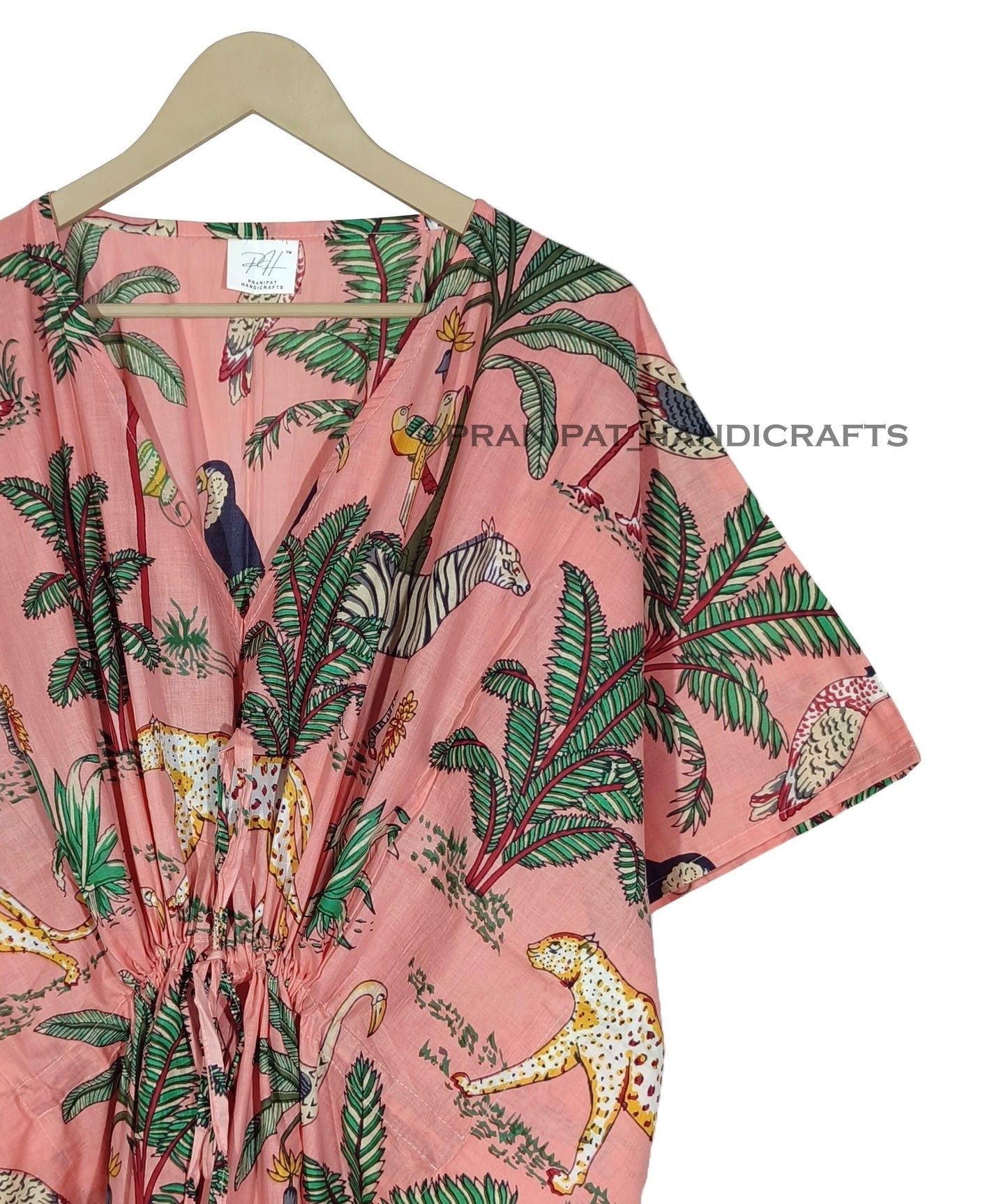 Animal Print Dress Sleepwear 100% Cotton Ethnic Maxi Beach cover up nightwear Caftan Dress