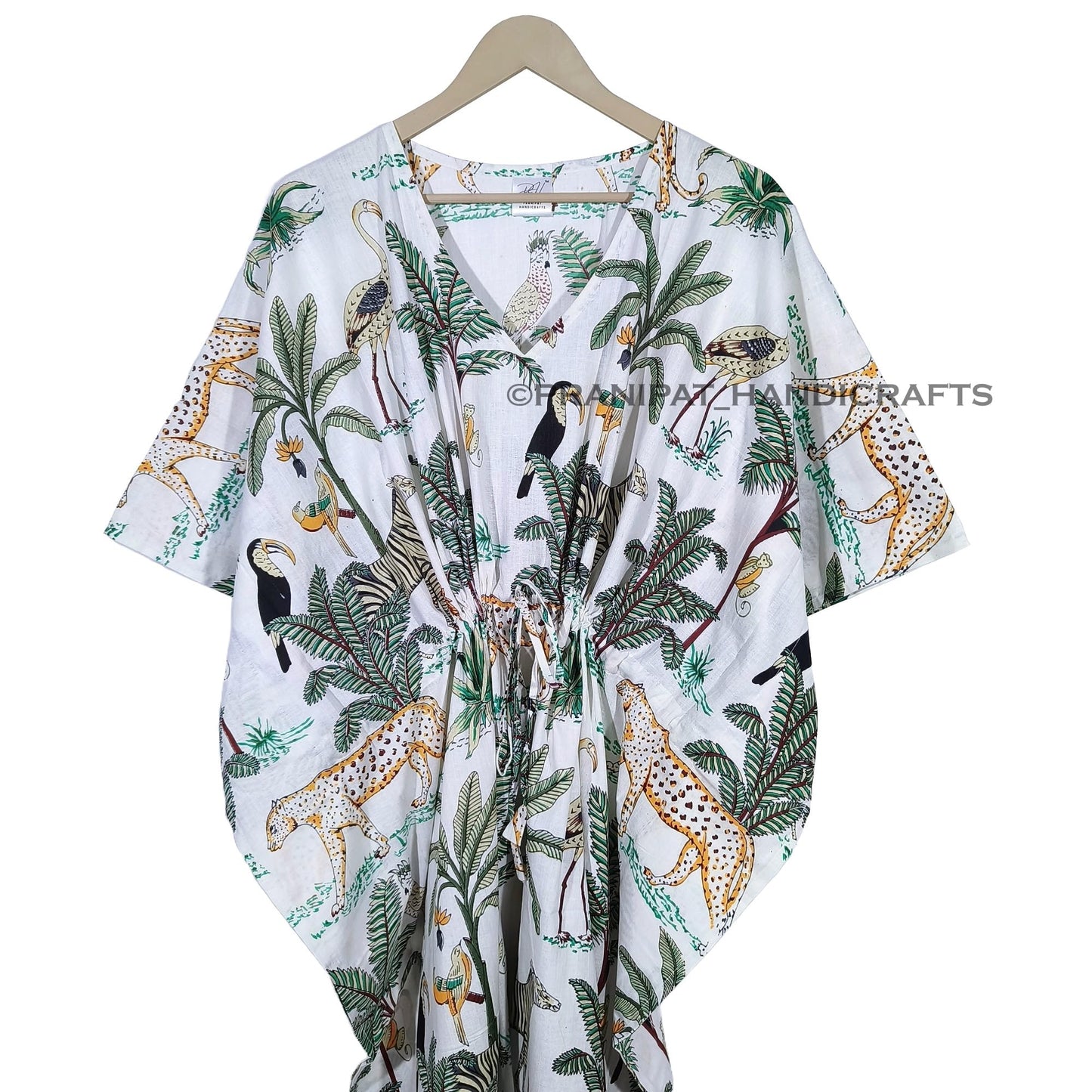 Animal Print Dress Sleepwear 100% Cotton Ethnic Maxi Beach cover up nightwear Caftan Dress