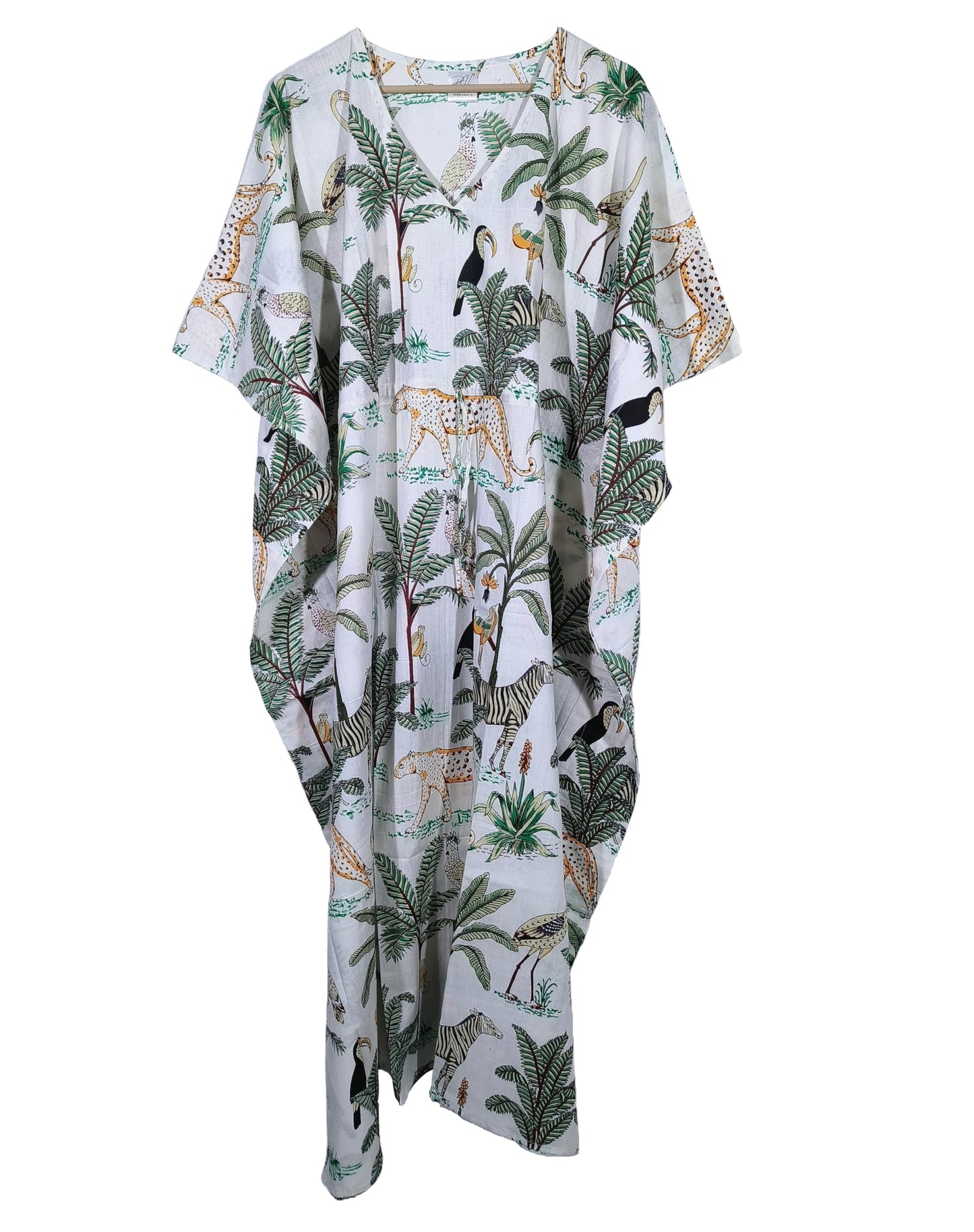 Animal Print Dress Sleepwear 100% Cotton Ethnic Maxi Beach cover up nightwear Caftan Dress