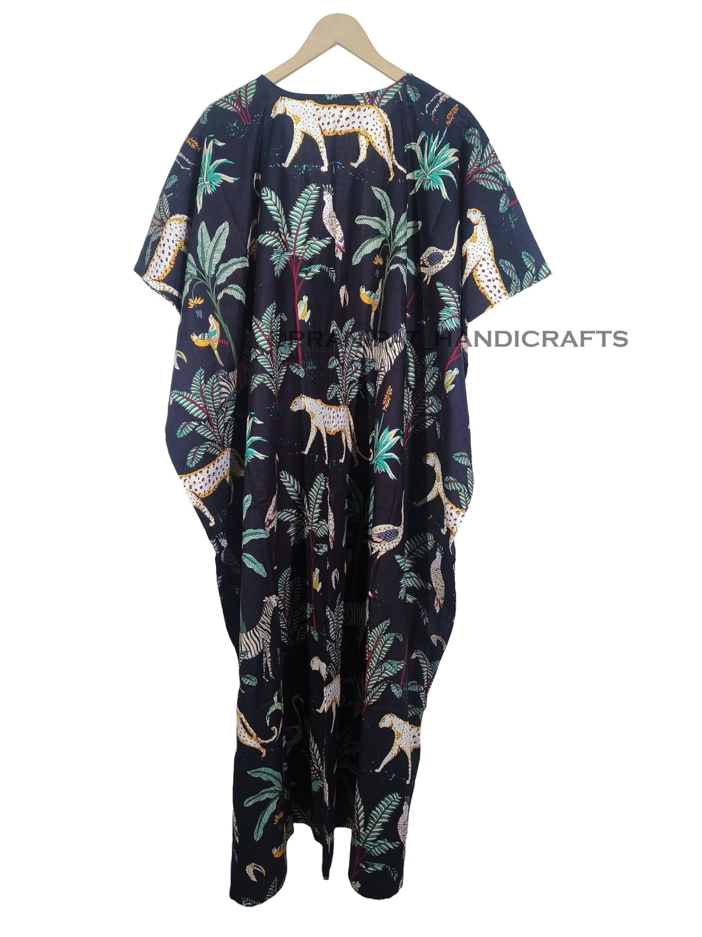 Animal Print Dress Sleepwear 100% Cotton Ethnic Maxi Beach cover up nightwear Caftan Dress