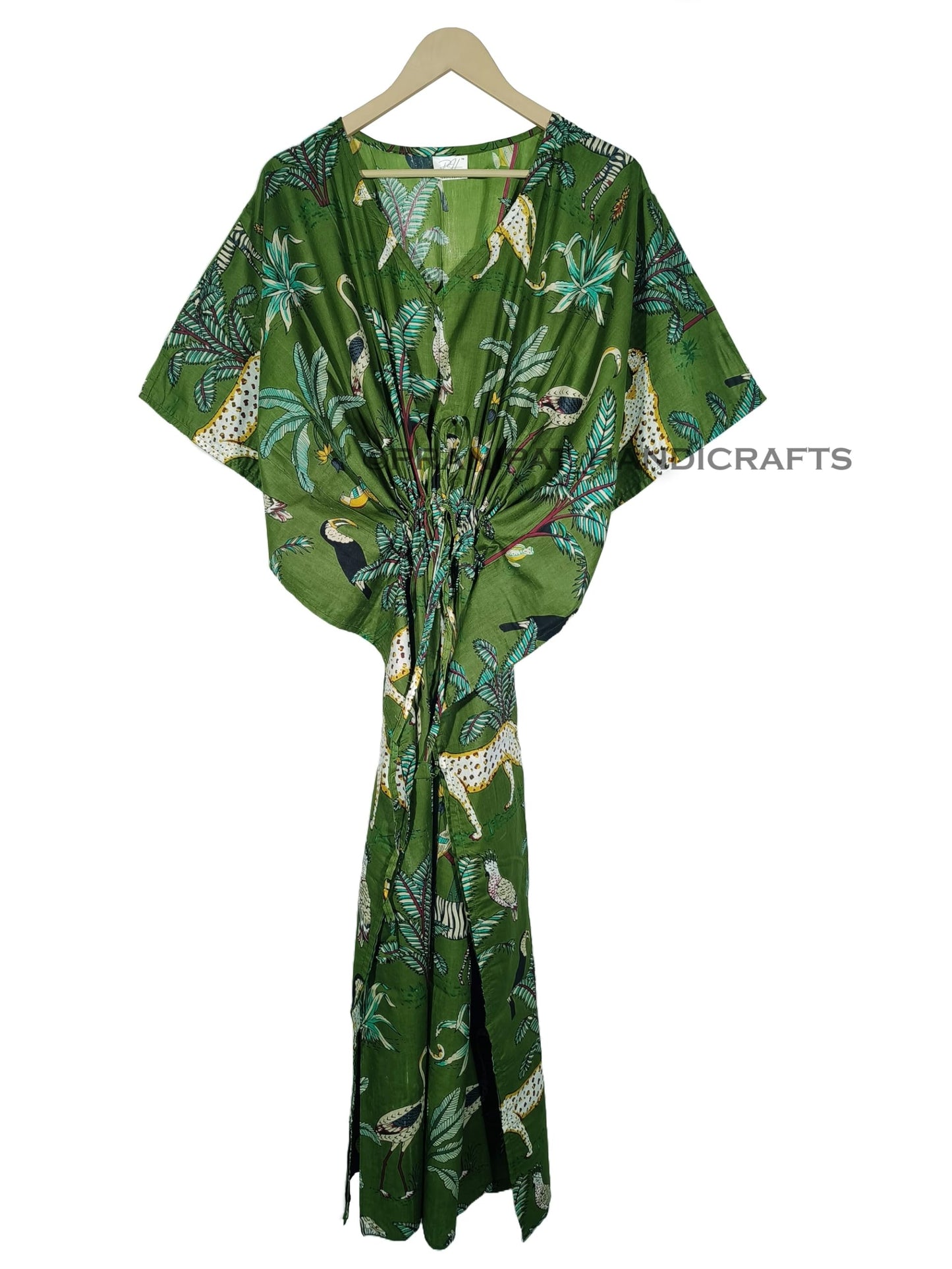 Animal Print Dress Sleepwear 100% Cotton Ethnic Maxi Beach cover up nightwear Caftan Dress