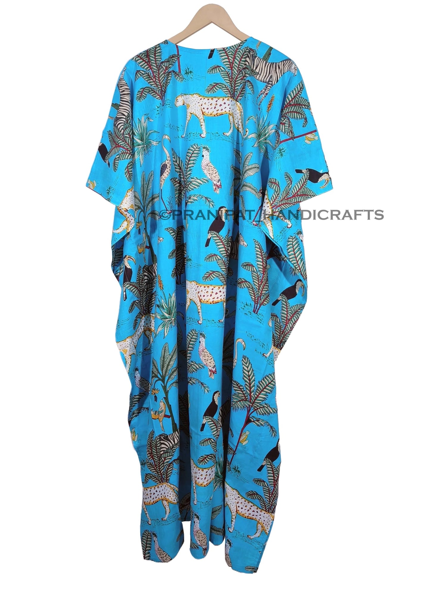 Animal Print Dress Sleepwear 100% Cotton Ethnic Maxi Beach cover up nightwear Caftan Dress