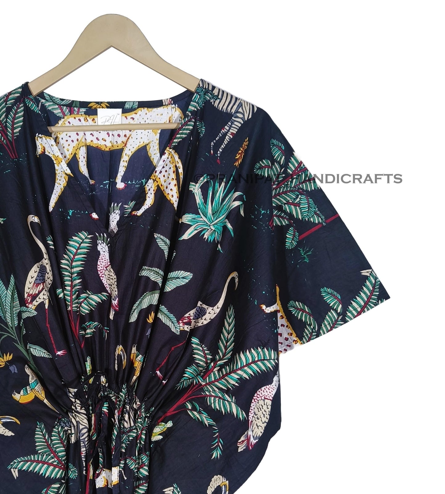 Animal Print Dress Sleepwear 100% Cotton Ethnic Maxi Beach cover up nightwear Caftan Dress