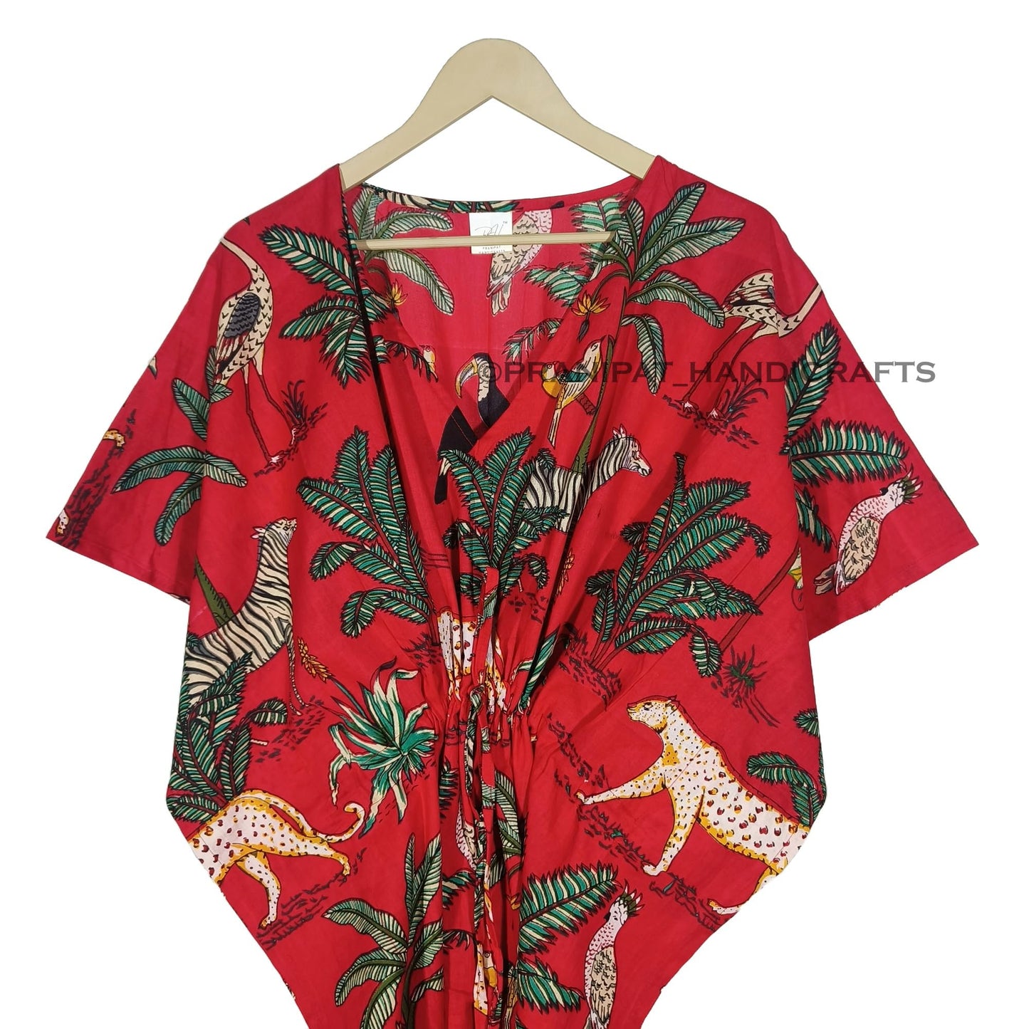 Animal Print Dress Sleepwear 100% Cotton Ethnic Maxi Beach cover up nightwear Caftan Dress