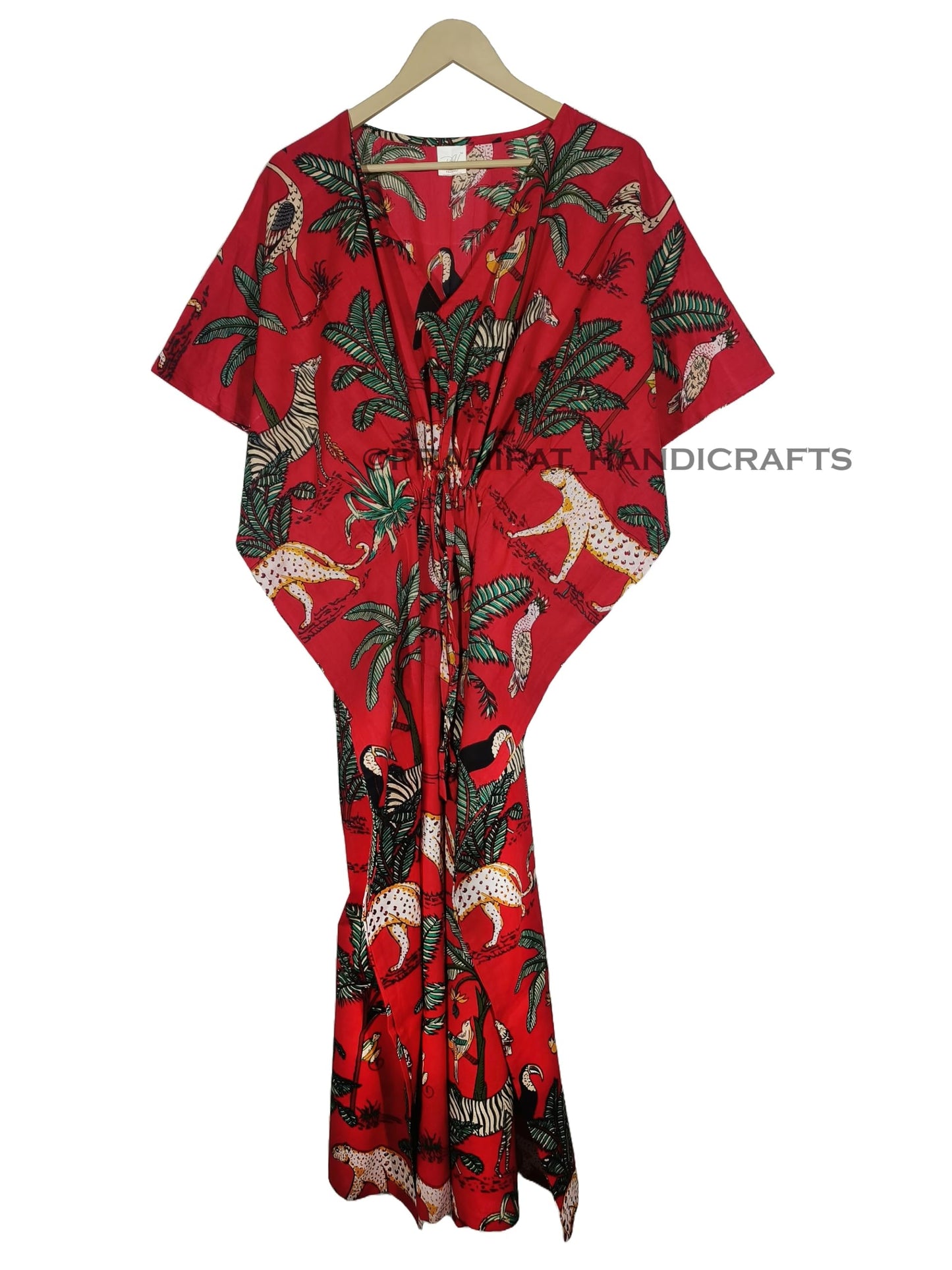 Animal Print Dress Sleepwear 100% Cotton Ethnic Maxi Beach cover up nightwear Caftan Dress