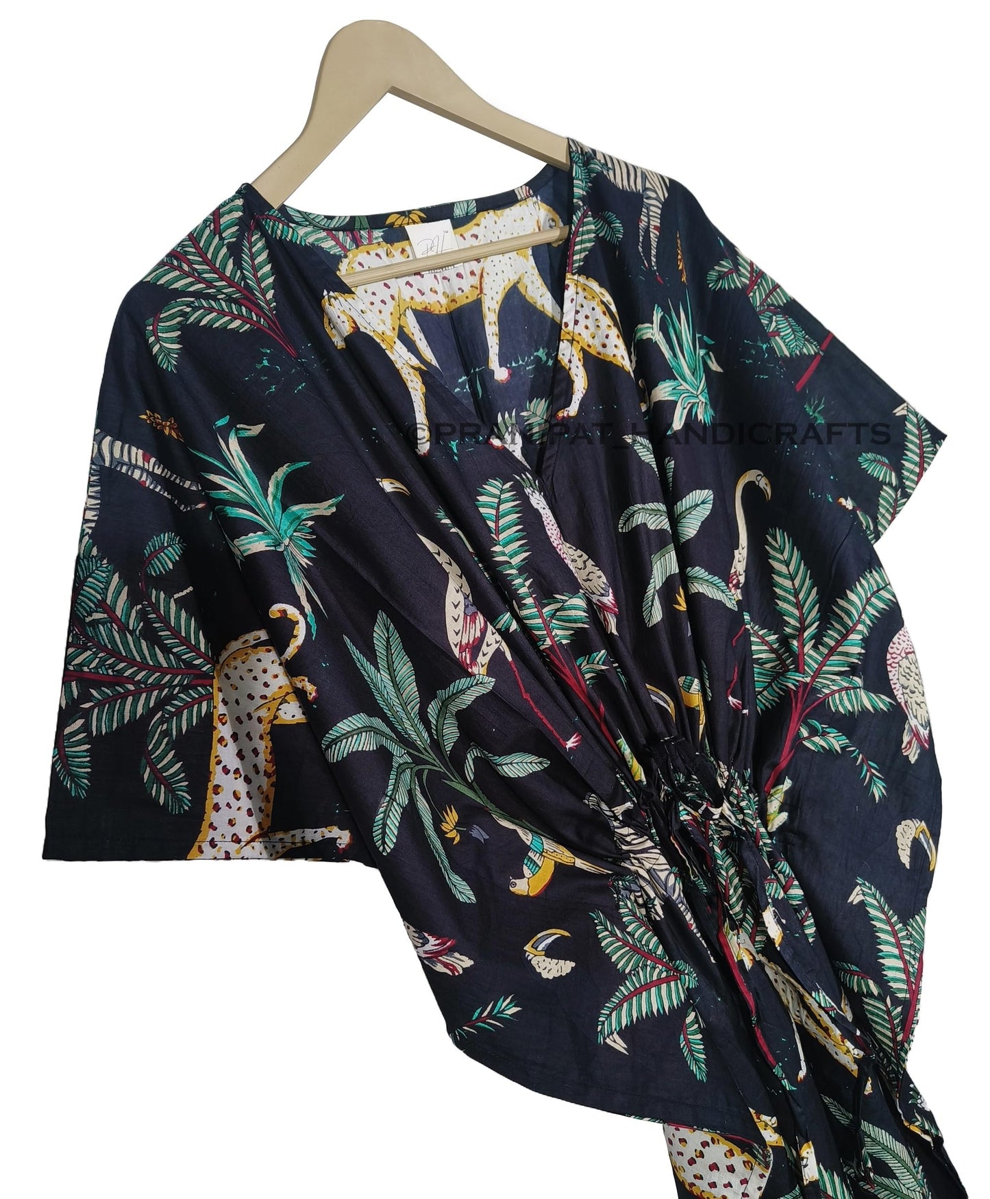 Animal Print Dress Sleepwear 100% Cotton Ethnic Maxi Beach cover up nightwear Caftan Dress
