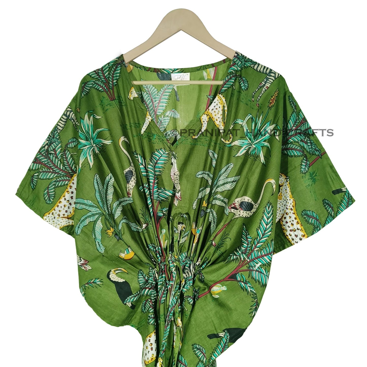 Animal Print Dress Sleepwear 100% Cotton Ethnic Maxi Beach cover up nightwear Caftan Dress