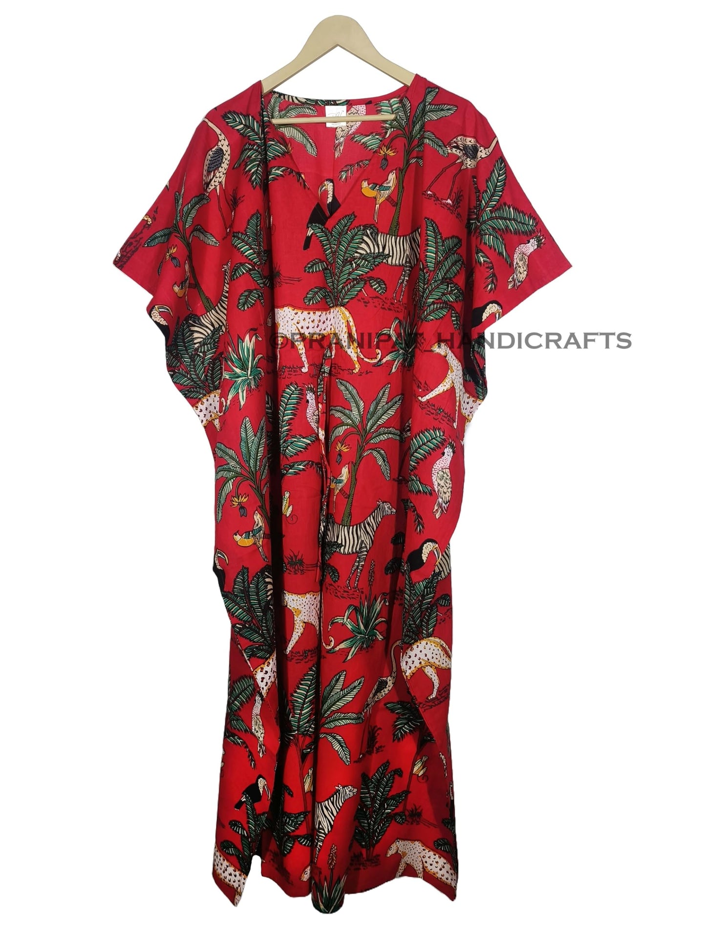 Animal Print Dress Sleepwear 100% Cotton Ethnic Maxi Beach cover up nightwear Caftan Dress