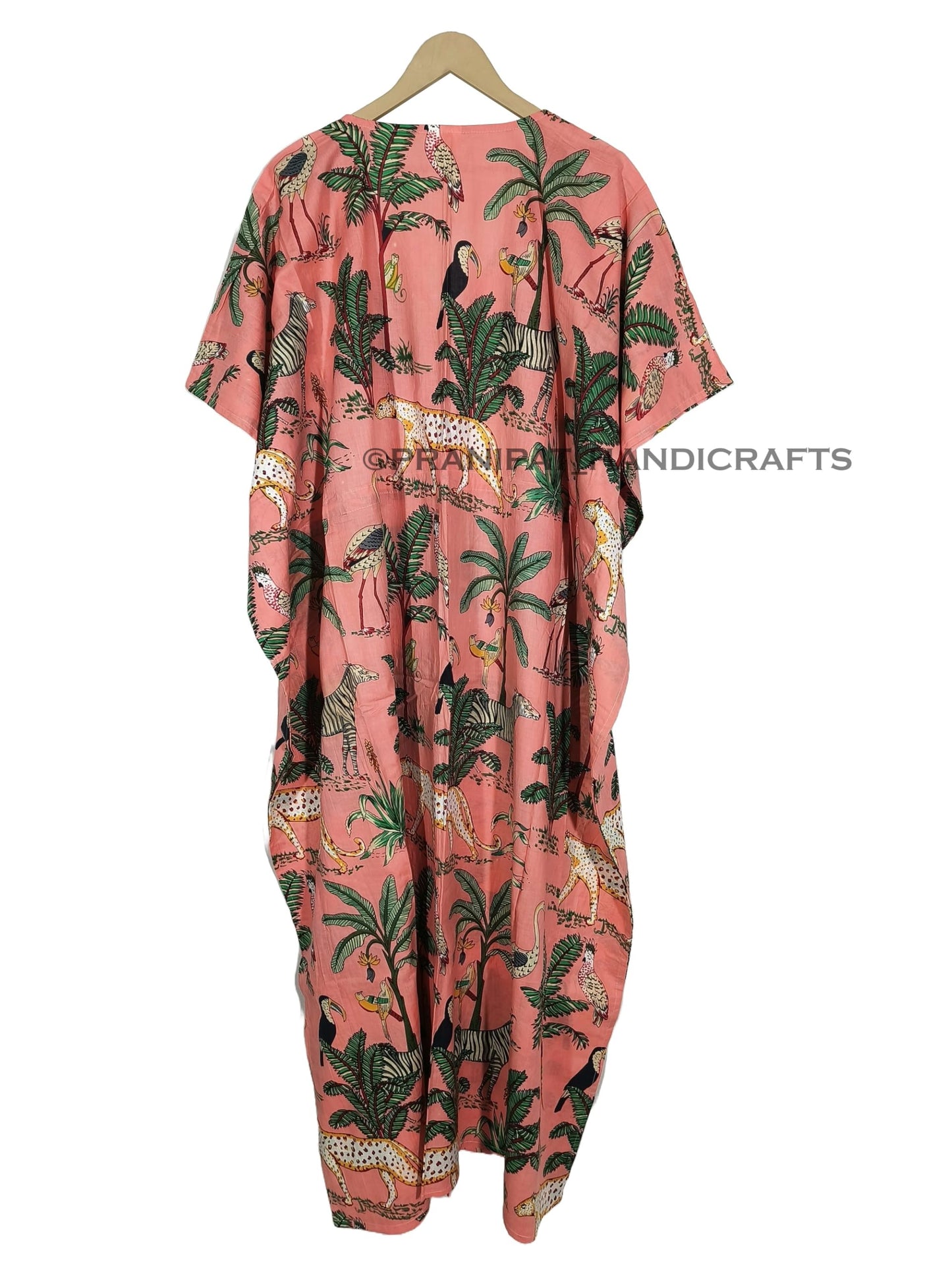 Animal Print Dress Sleepwear 100% Cotton Ethnic Maxi Beach cover up nightwear Caftan Dress