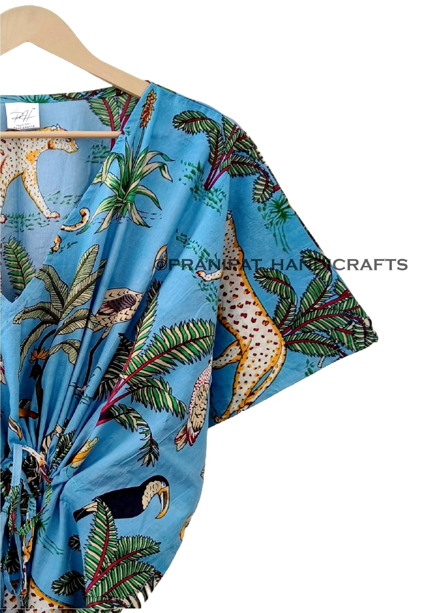 Animal Print Dress Sleepwear 100% Cotton Ethnic Maxi Beach cover up nightwear Caftan Dress