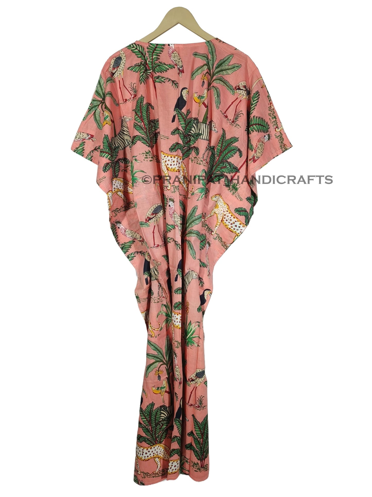 Animal Print Dress Sleepwear 100% Cotton Ethnic Maxi Beach cover up nightwear Caftan Dress