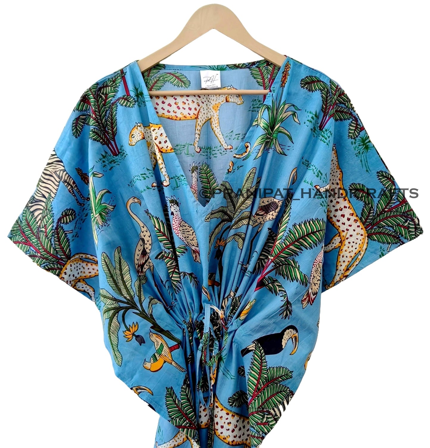 Animal Print Dress Sleepwear 100% Cotton Ethnic Maxi Beach cover up nightwear Caftan Dress