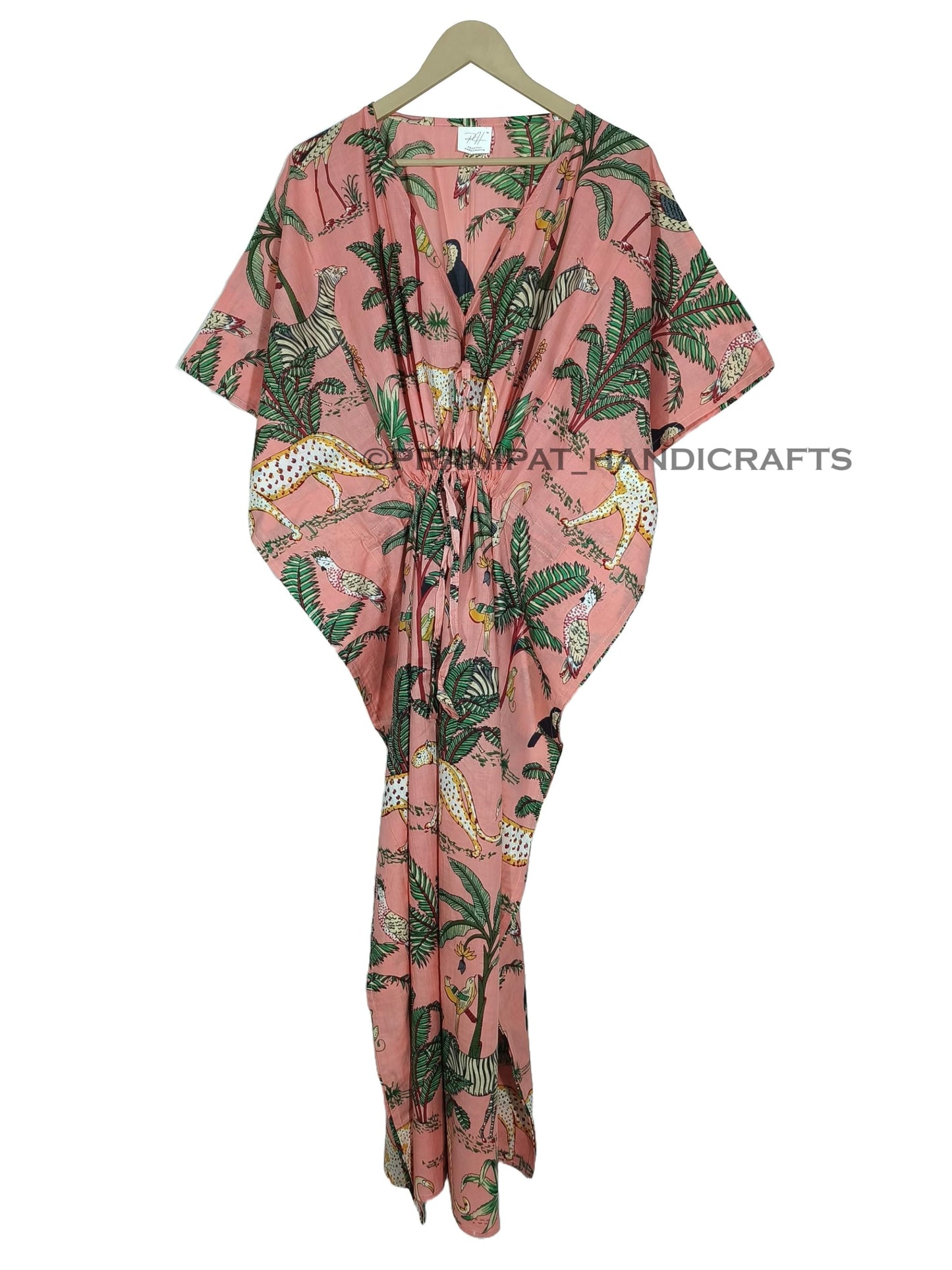 Animal Print Dress Sleepwear 100% Cotton Ethnic Maxi Beach cover up nightwear Caftan Dress
