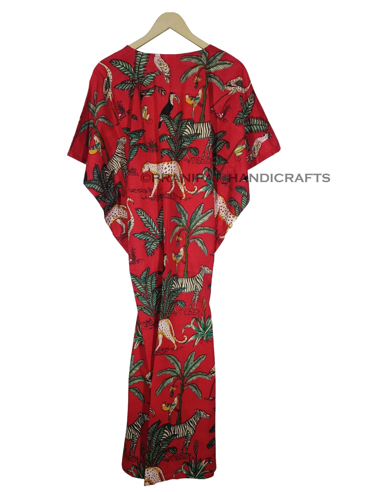 Animal Print Dress Sleepwear 100% Cotton Ethnic Maxi Beach cover up nightwear Caftan Dress