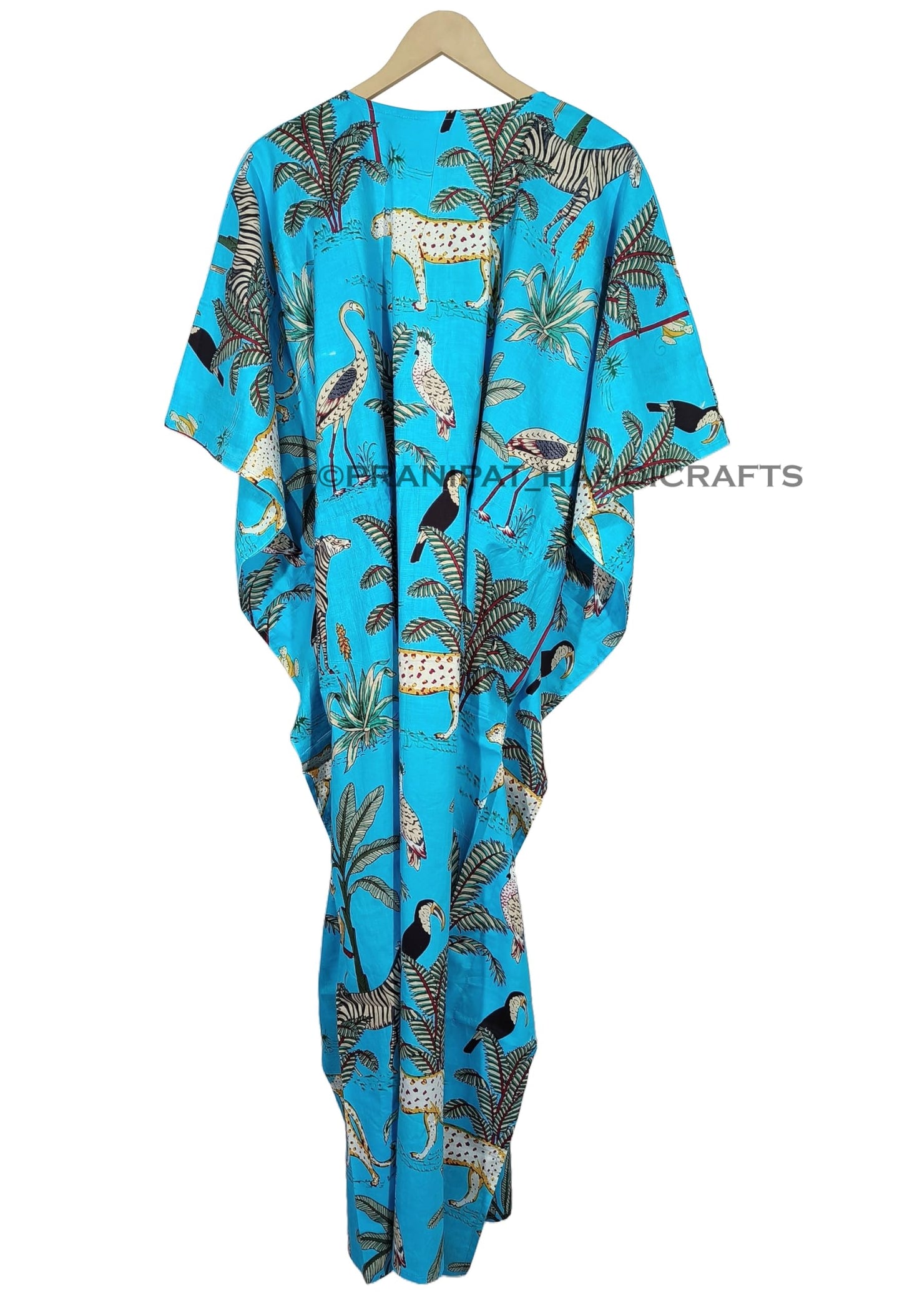 Animal Print Dress Sleepwear 100% Cotton Ethnic Maxi Beach cover up nightwear Caftan Dress