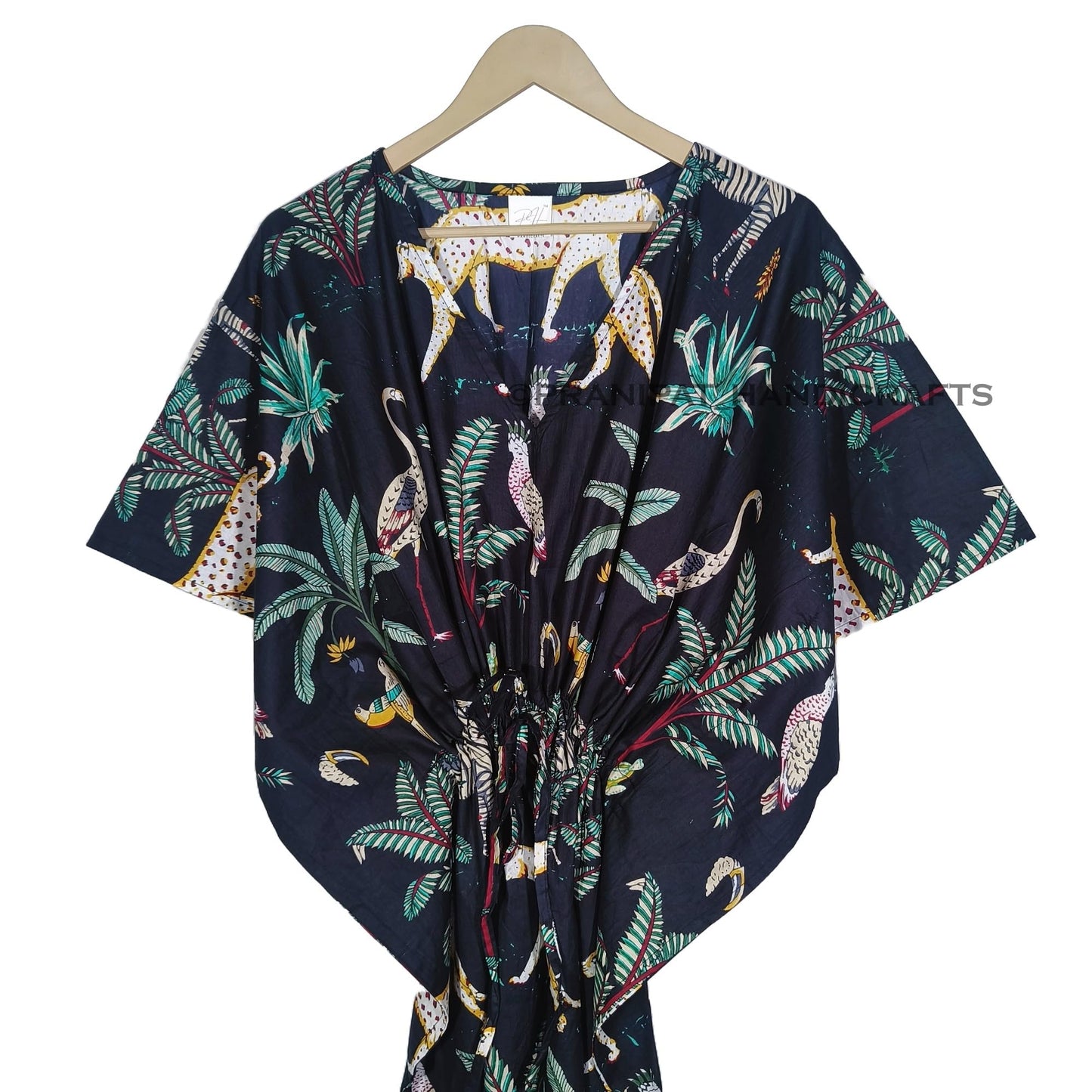 Animal Print Dress Sleepwear 100% Cotton Ethnic Maxi Beach cover up nightwear Caftan Dress