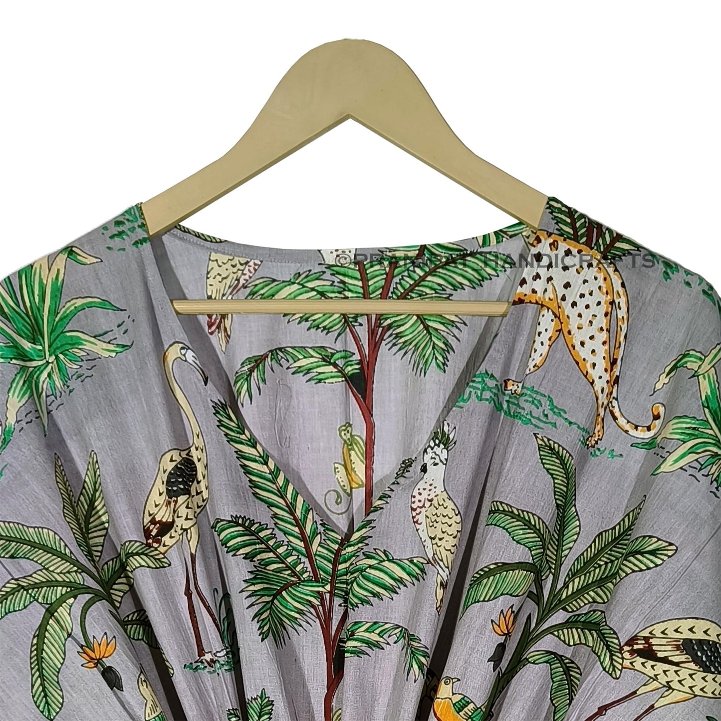 Animal Print Dress Sleepwear 100% Cotton Ethnic Maxi Beach cover up nightwear Caftan Dress