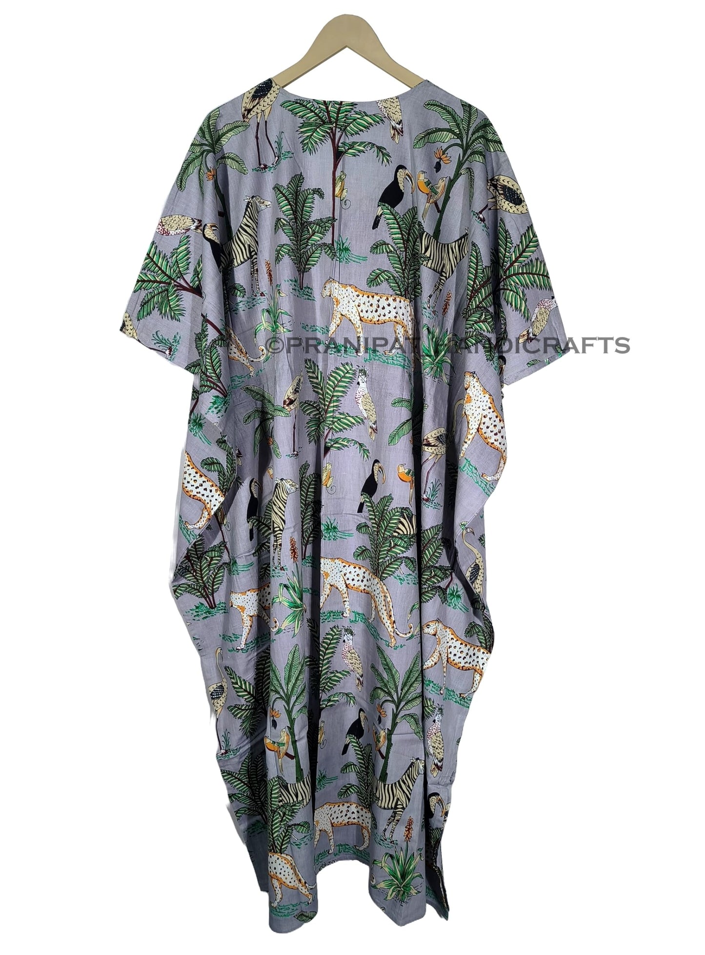 Animal Print Dress Sleepwear 100% Cotton Ethnic Maxi Beach cover up nightwear Caftan Dress