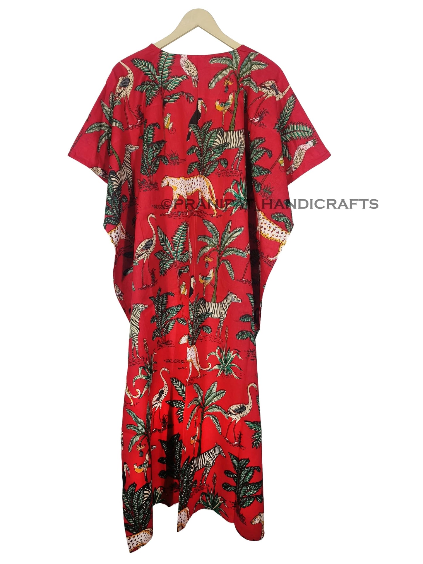 Animal Print Dress Sleepwear 100% Cotton Ethnic Maxi Beach cover up nightwear Caftan Dress