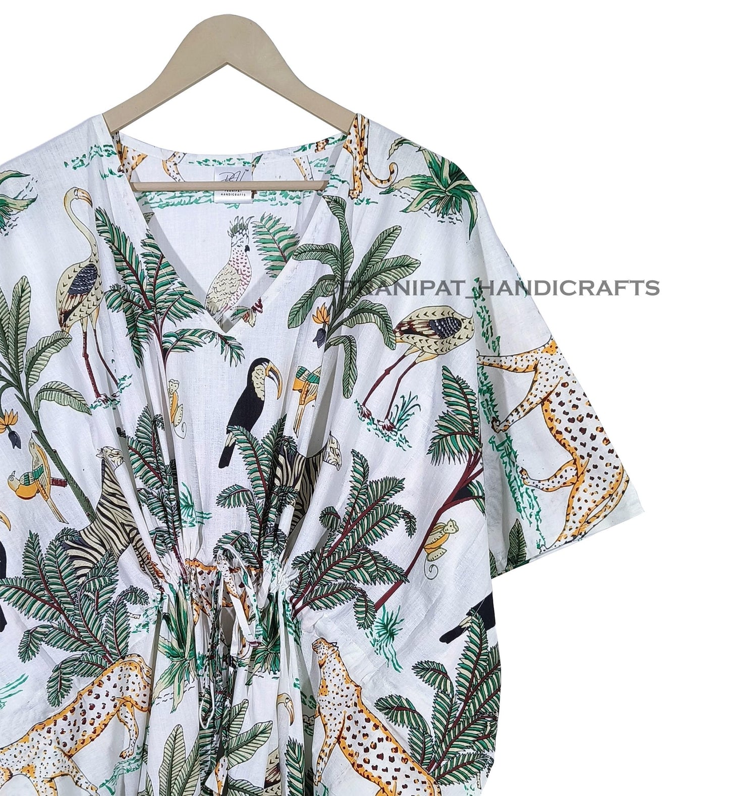 Animal Print Dress Sleepwear 100% Cotton Ethnic Maxi Beach cover up nightwear Caftan Dress