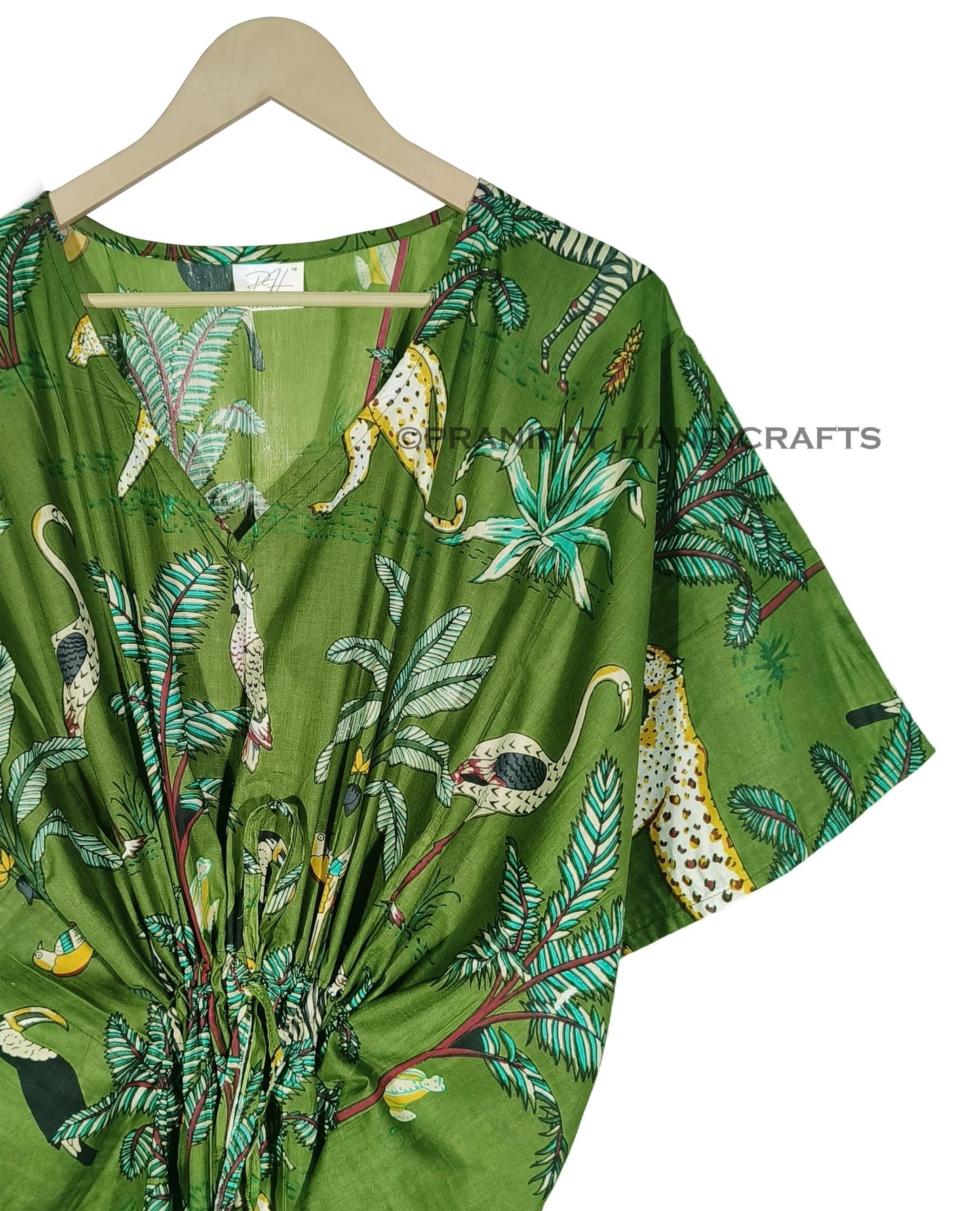 Animal Print Dress Sleepwear 100% Cotton Ethnic Maxi Beach cover up nightwear Caftan Dress