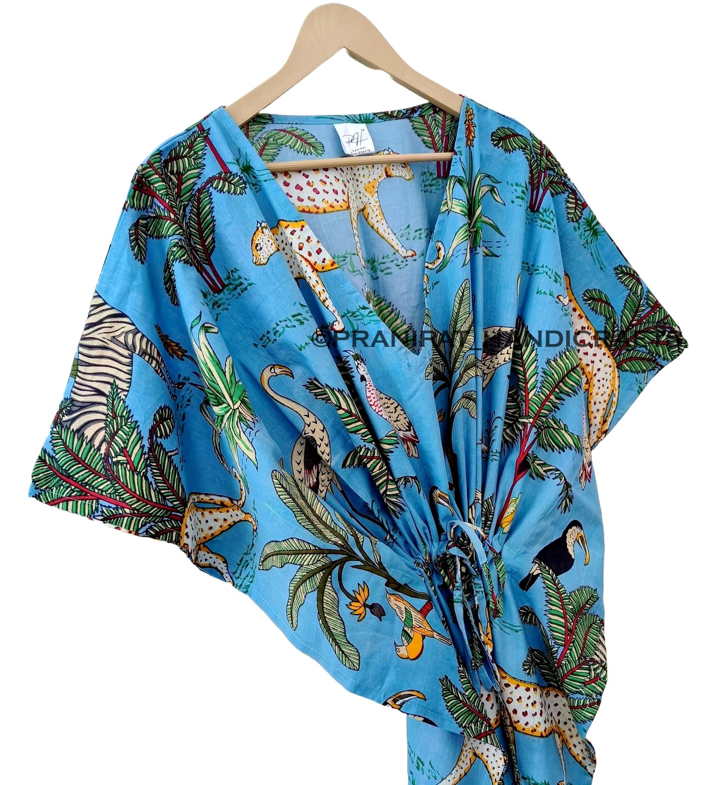 Animal Print Dress Sleepwear 100% Cotton Ethnic Maxi Beach cover up nightwear Caftan Dress