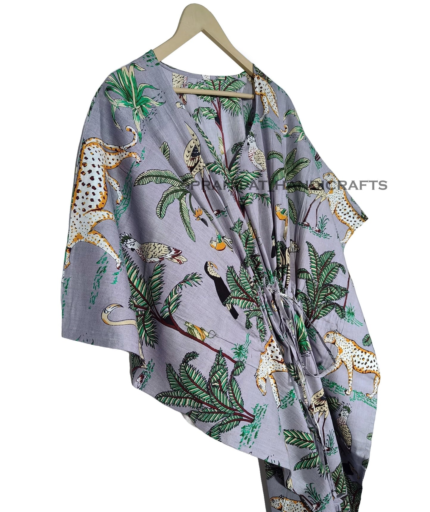 Animal Print Dress Sleepwear 100% Cotton Ethnic Maxi Beach cover up nightwear Caftan Dress
