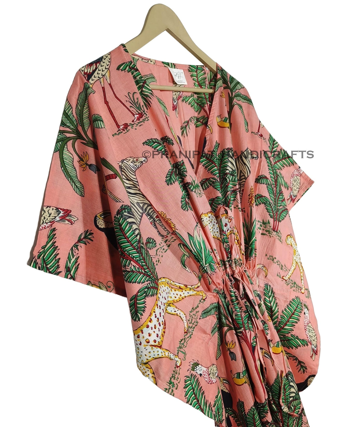 Animal Print Dress Sleepwear 100% Cotton Ethnic Maxi Beach cover up nightwear Caftan Dress