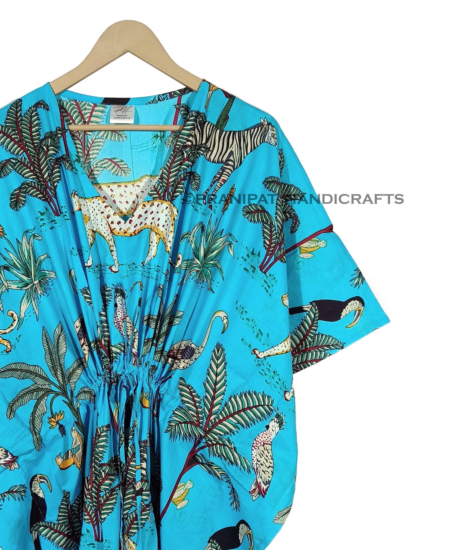 Animal Print Dress Sleepwear 100% Cotton Ethnic Maxi Beach cover up nightwear Caftan Dress